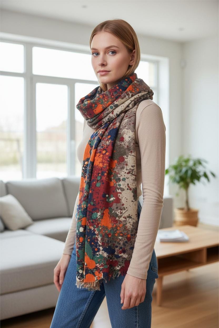 Graffiti Splash Dots Print Scarf Comes with a gift bag
