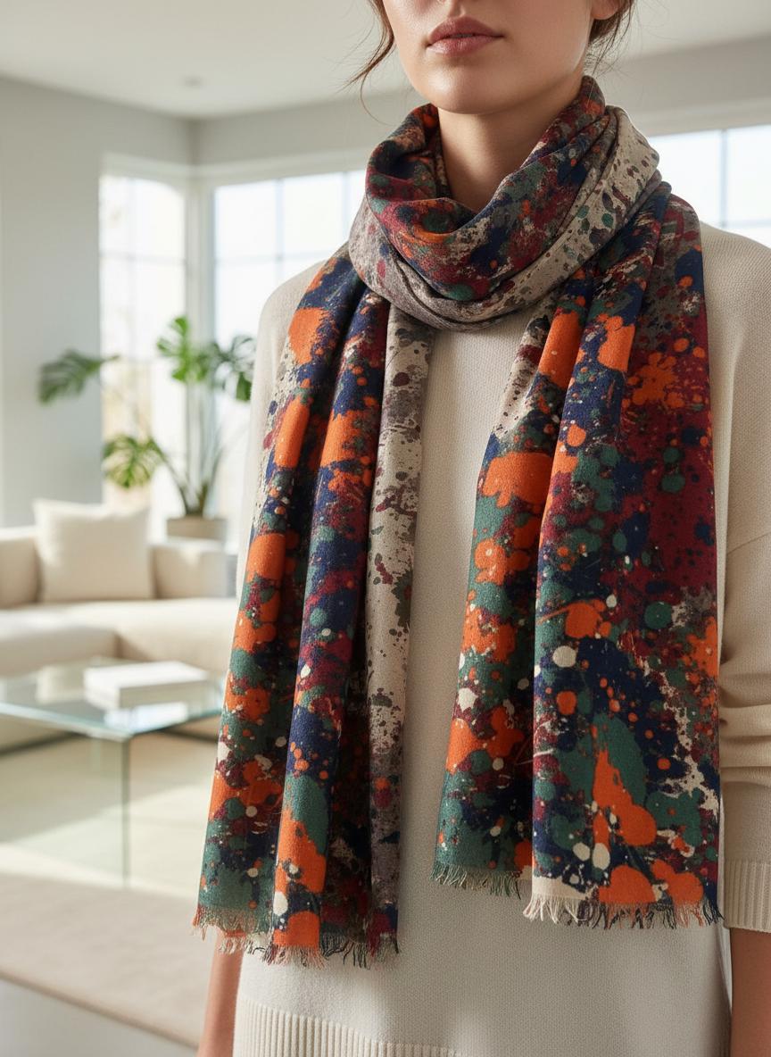 Graffiti Splash Dots Print Scarf Comes with a gift bag
