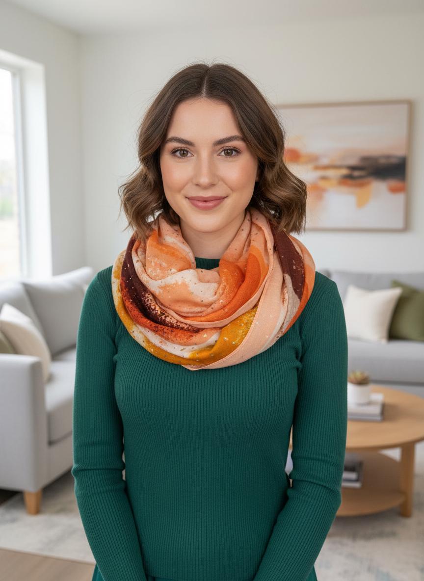 Lightweight Glitter Gradient Colour Very Soft Snood Infinity Scarf Comes with a gift bag