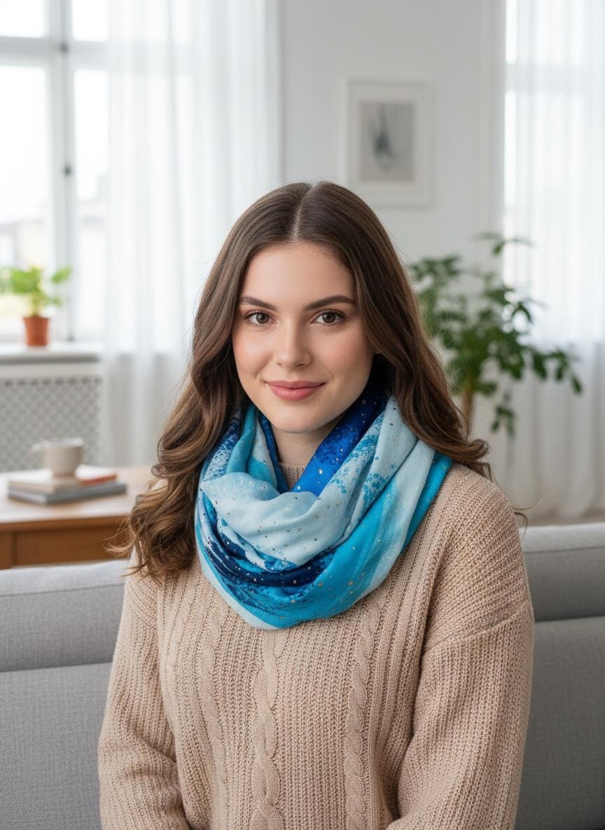 Lightweight Glitter Gradient Colour Very Soft Snood Infinity Scarf Comes with a gift bag
