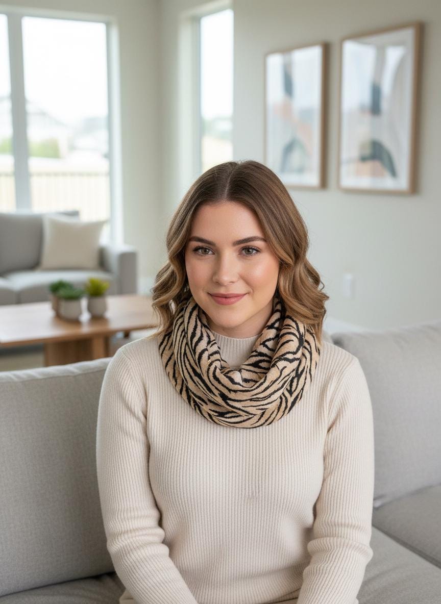 Lightweight Rose Gold outline Zebra Strip Print Soft Snood Infinity Scarf Comes with a gift bag