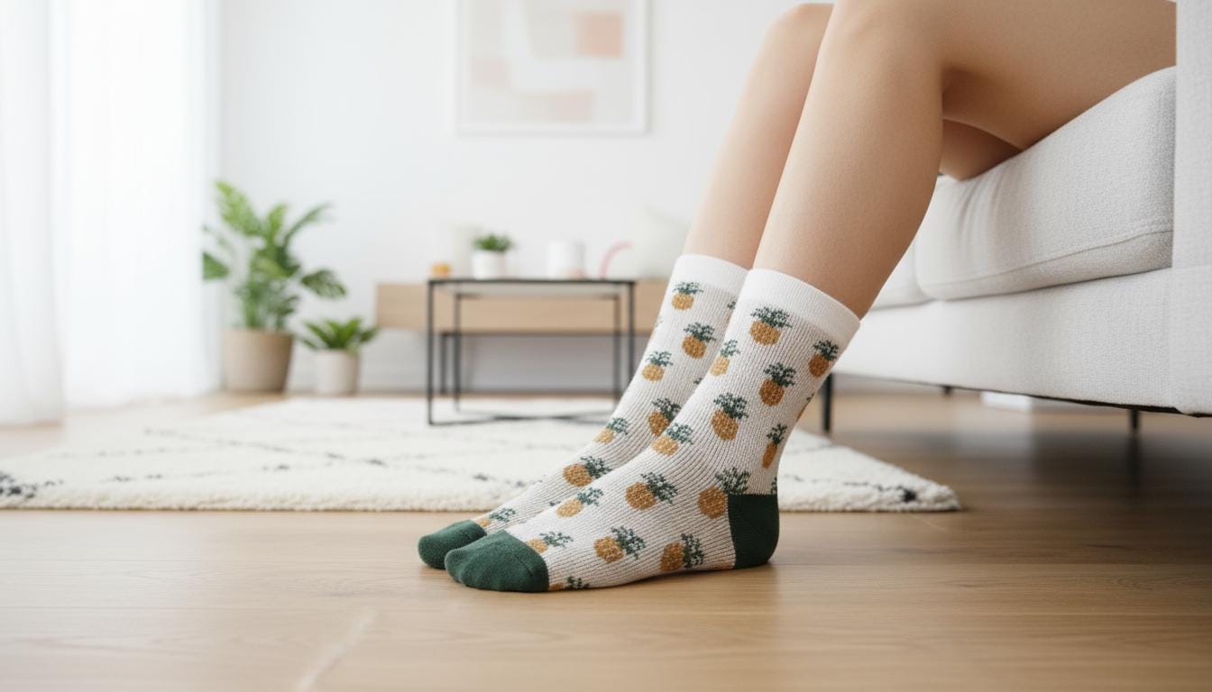 Ladies Flower Dog Pattern Crew Socks Soft Cotton Blend, Odor-Preventing Comfort
