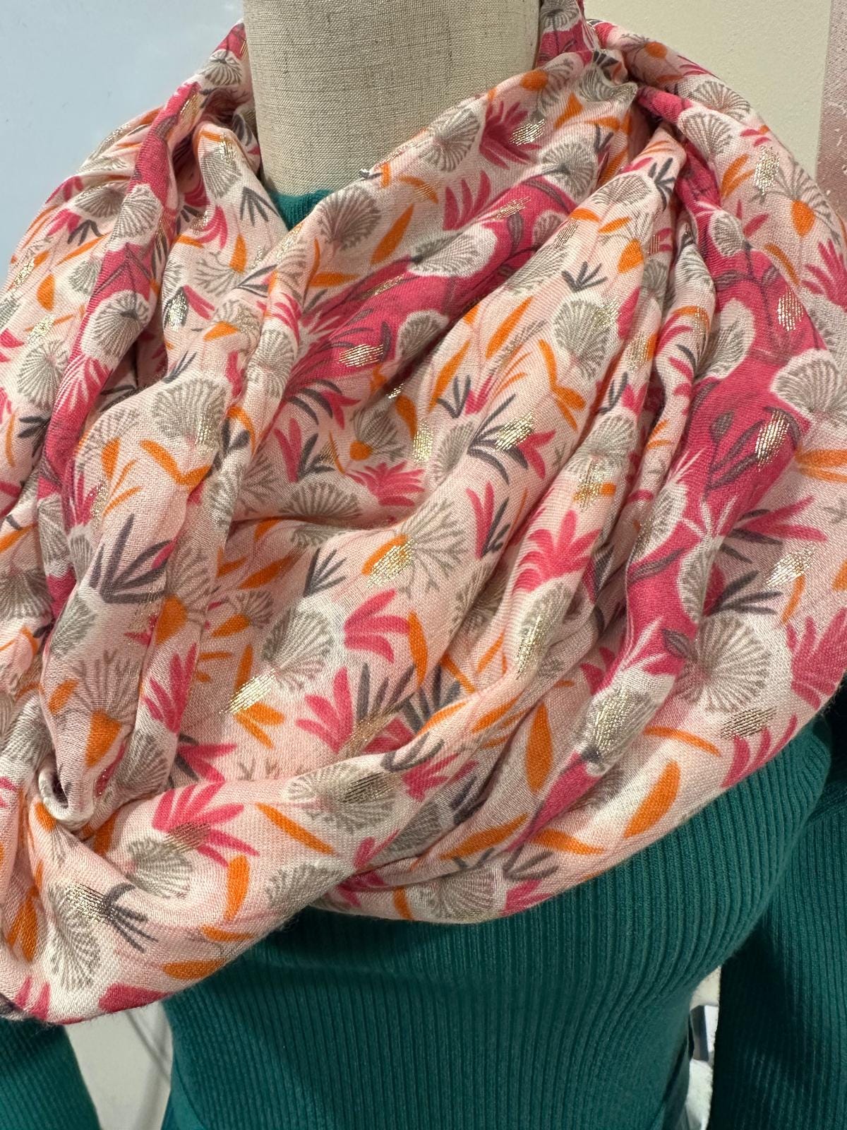 Lightweight Rose Gold outline Dandelion Print Soft Snood Infinity Loop Scarf Comes with a gift bag