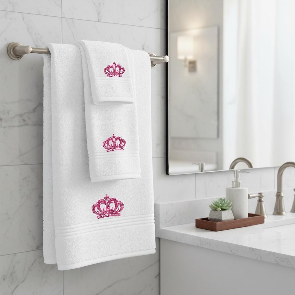 Personalized Embroidered Cotton Towel Set, Custom Initial Gift
