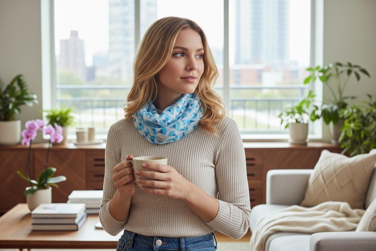 Lightweight Summer Flower floral with metallic Print Snood Infinity Scarf Comes with a gift bag