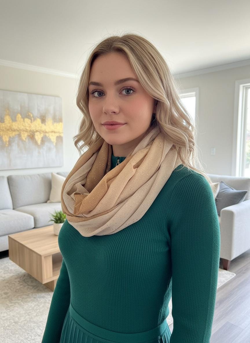 Lightweight Foil Gradient Colour Very Soft Snood Infinity Scarf Comes with a gift bag
