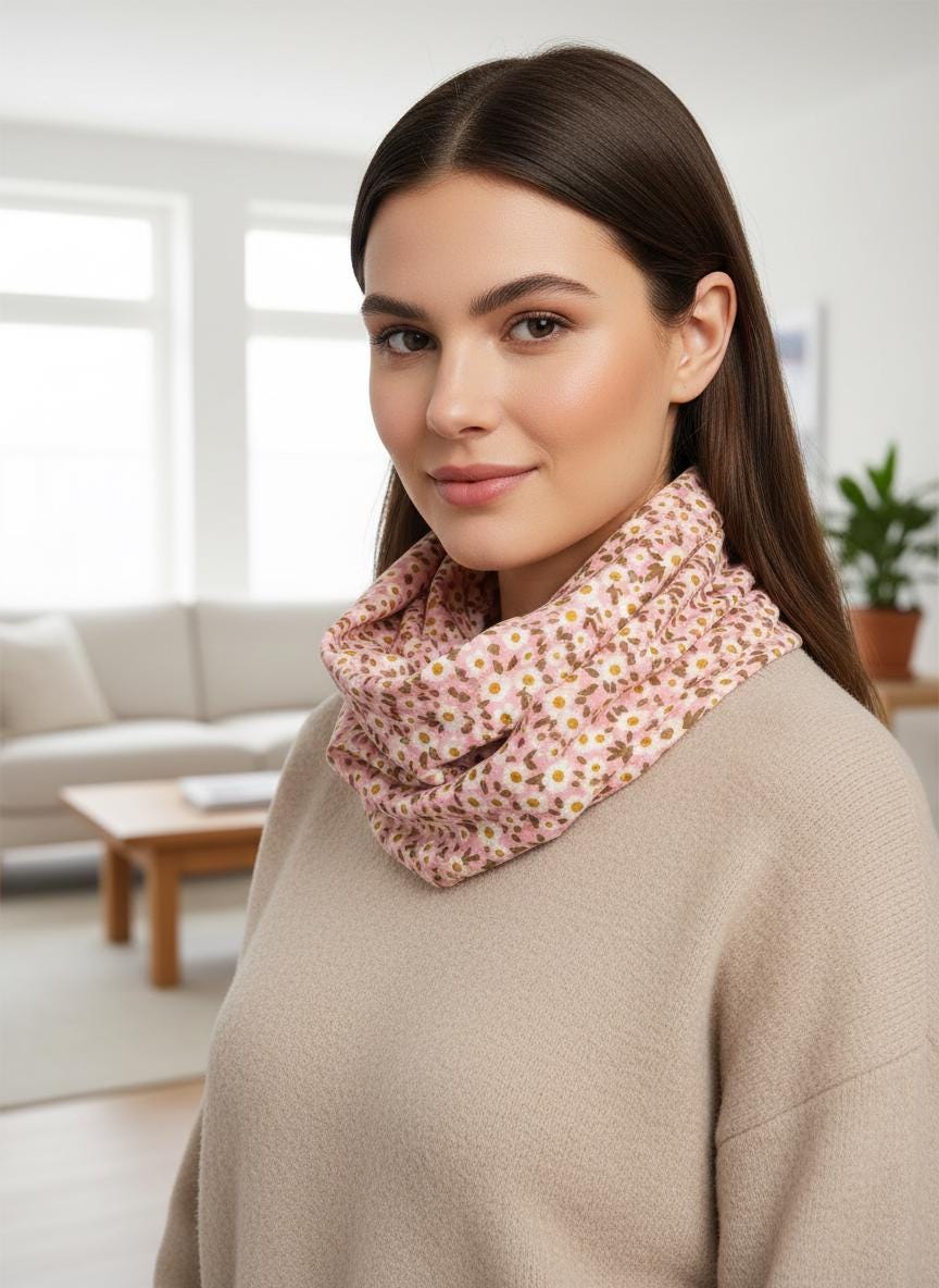 Little Daisy Flower Print Snood Infinity Scarf Comes with a gift bag