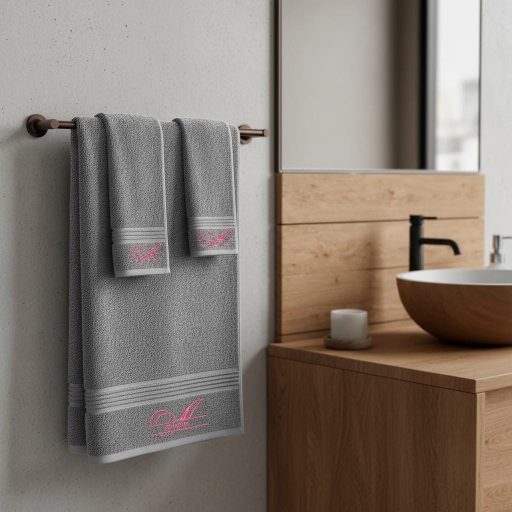 Personalized Embroidered Cotton Towel Set, Custom Monogram, Gift Bag