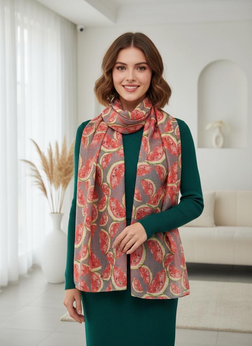 Fruit Watermelon Print Fashion Scarf Wrap Comes with a gift bag