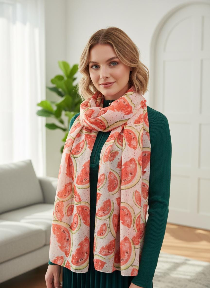 Fruit Watermelon Print Fashion Scarf Wrap Comes with a gift bag