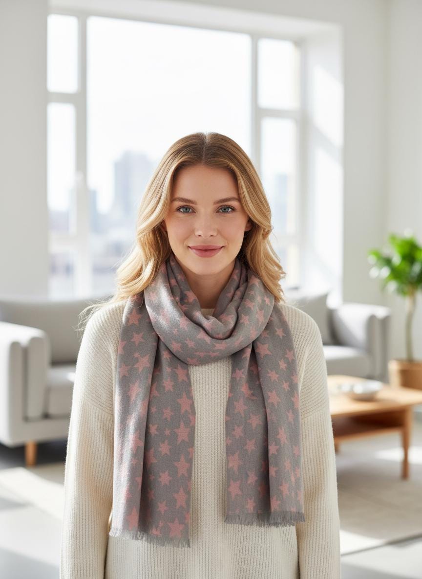 Star Print Ladies Celebrity Style Scarves Wrap Scarf Comes with a gift bag