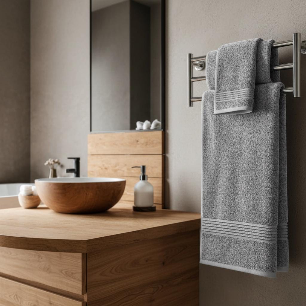 Soft Cotton Bath Towel with Crown Embroidery Personalized Embroidered Cotton Towel Set