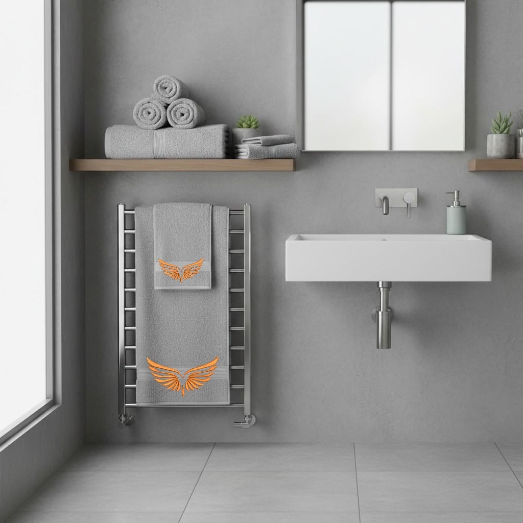 Elegant Wing Embroidered Facecloths, Hand Towels, Bath Towels & Bath Sheets – Custom Initials Comes with a gift bag