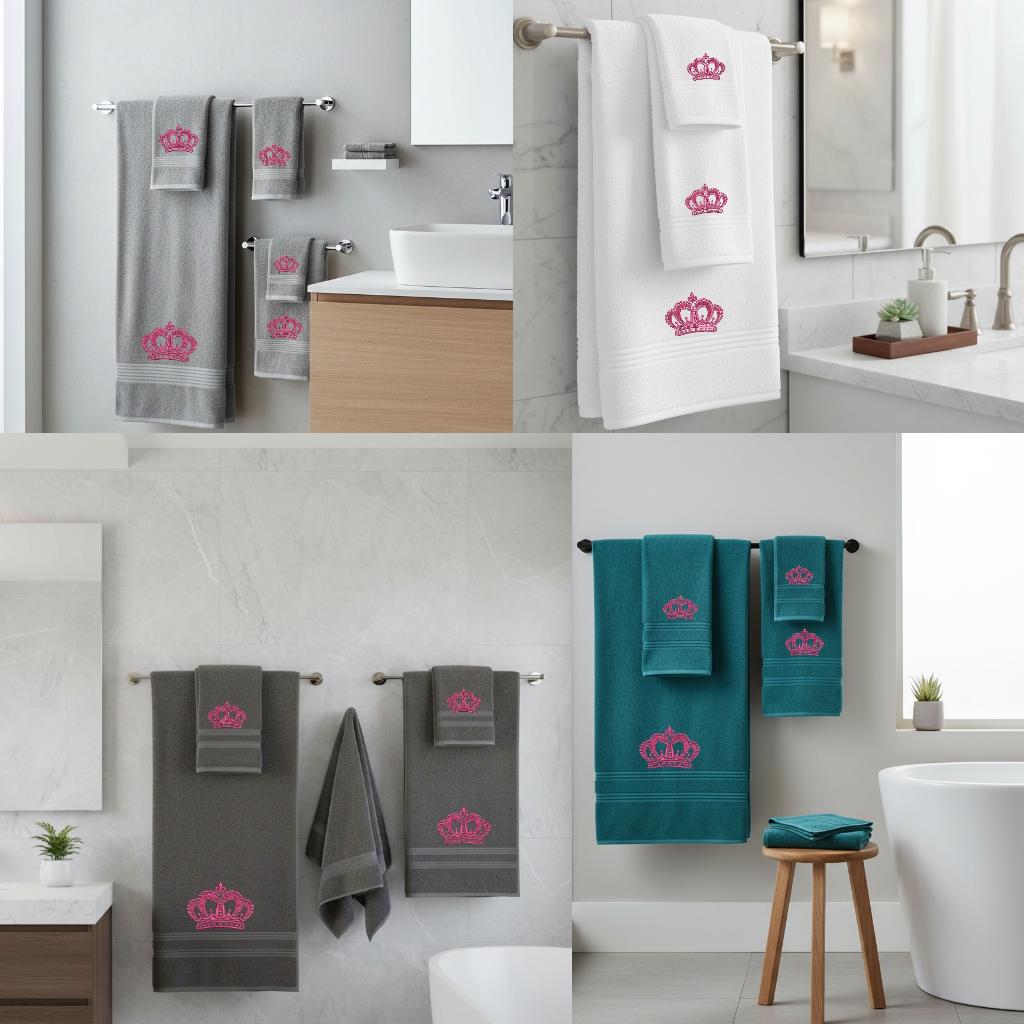 Soft Cotton Bath Towel with Crown Embroidery Personalized Embroidered Cotton Towel Set Come With Gift Bag