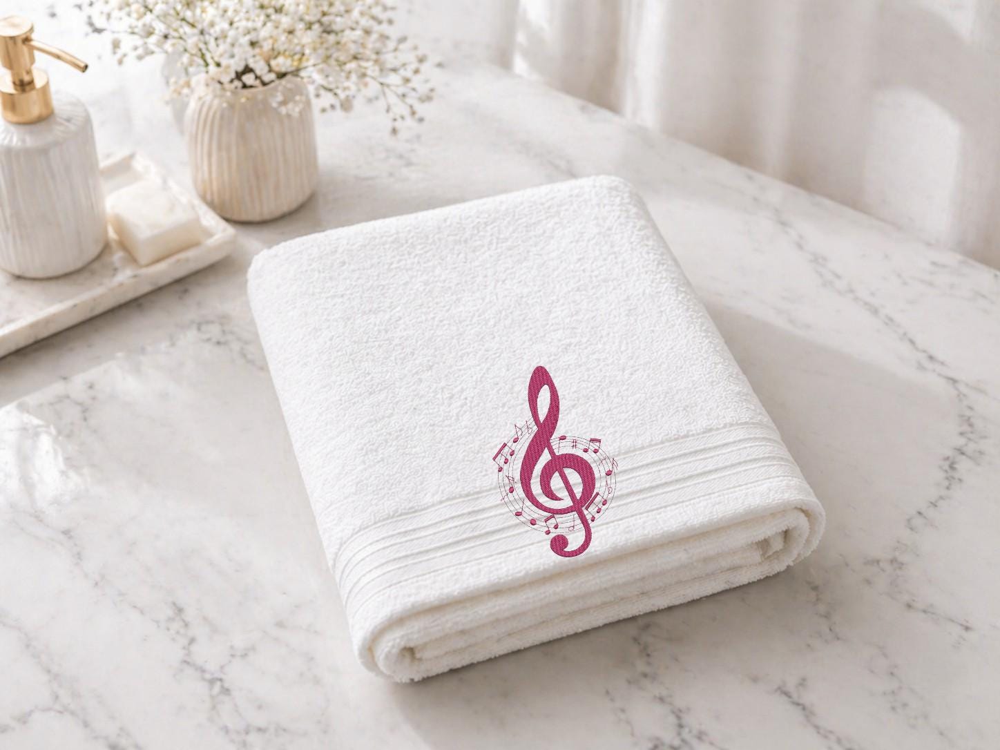 Music Note Embroidered Facecloths, Hand Towels, Bath Towels & Bath Sheets – Comes with a gift bag