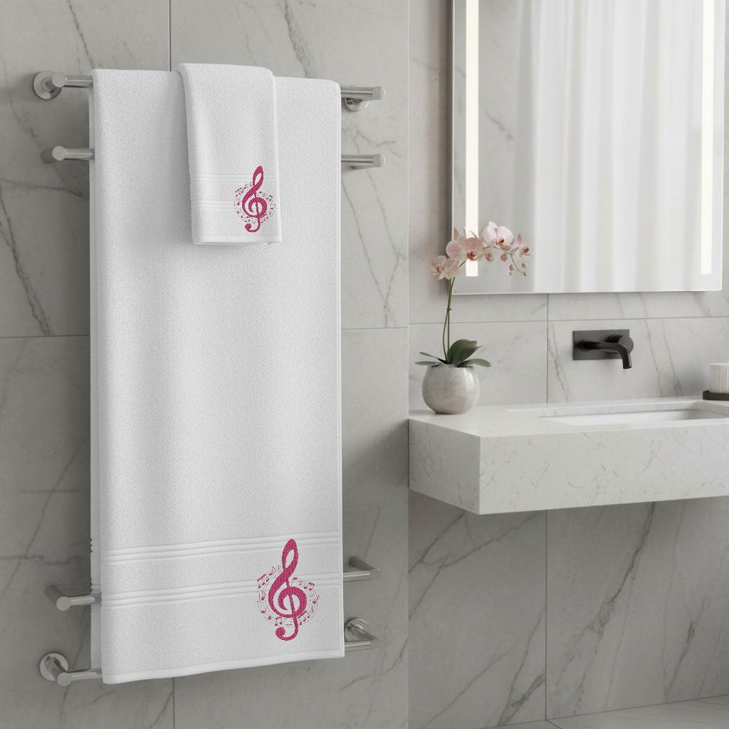 Music Note Embroidered Facecloths, Hand Towels, Bath Towels & Bath Sheets – Comes with a gift bag