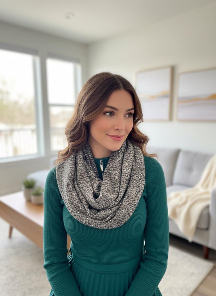 Lightweight Glitter Foil Dots Snood Infinity Scarf Comes with a gift bag