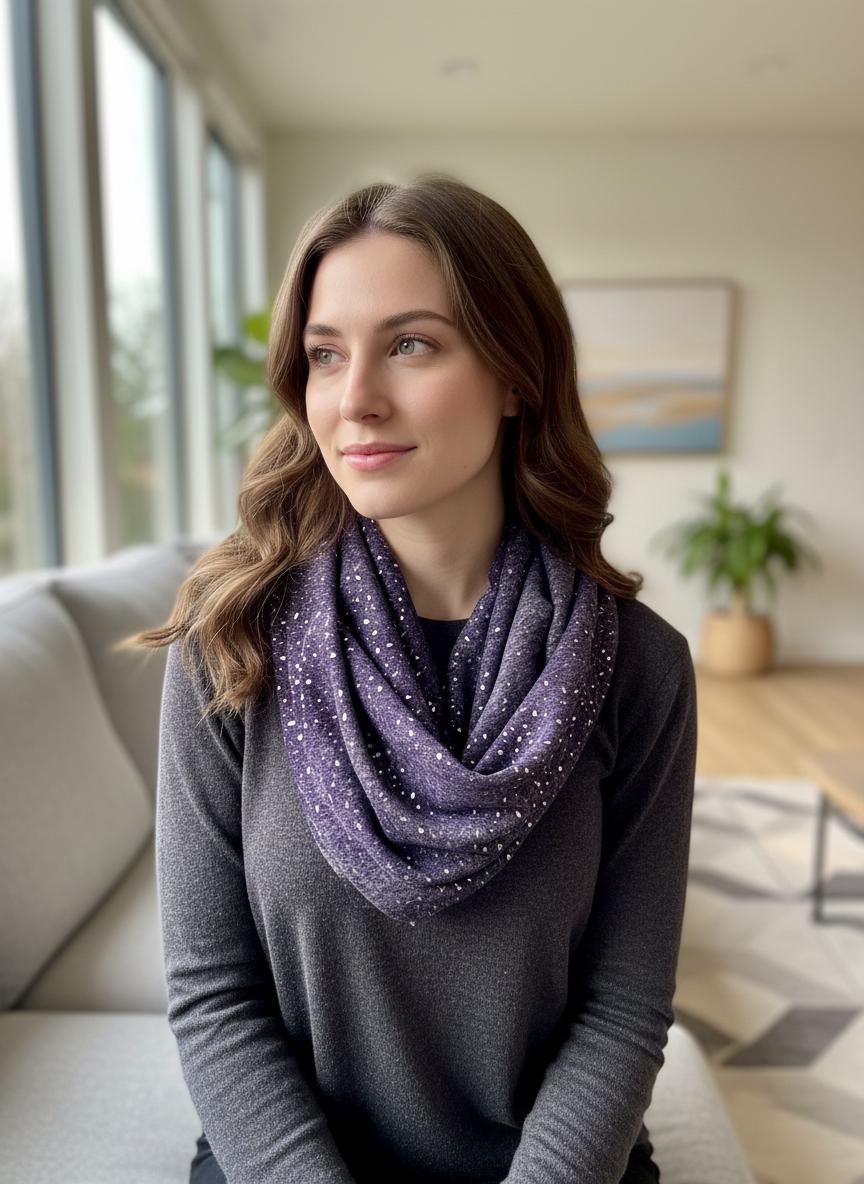 Lightweight Glitter Foil Dots Snood Infinity Scarf Comes with a gift bag
