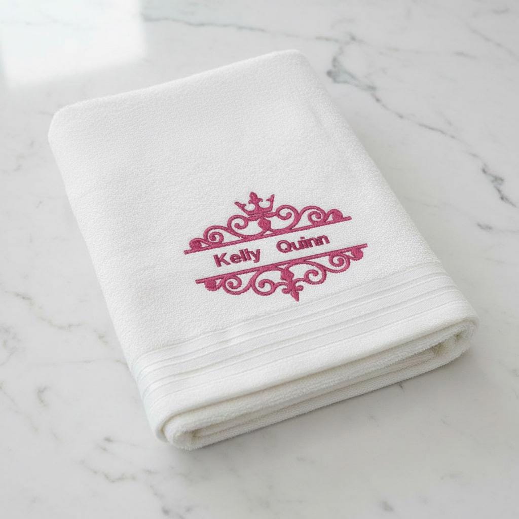 Crown Embroidered Facecloths, Hand Towels, Bath Towels & Bath Sheets – Custom Initials Comes with a gift bag
