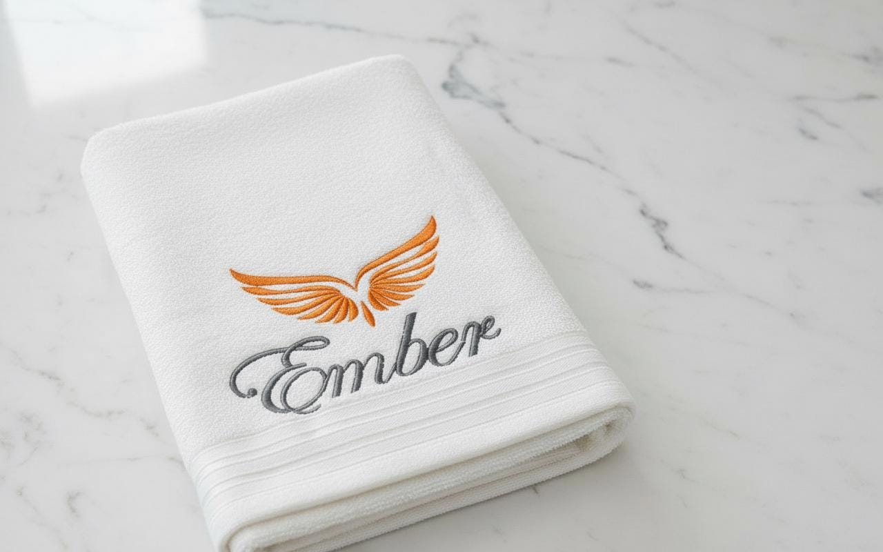 Elegant Wing Embroidered Facecloths, Hand Towels, Bath Towels & Bath Sheets – Custom Initials Comes with a gift bag