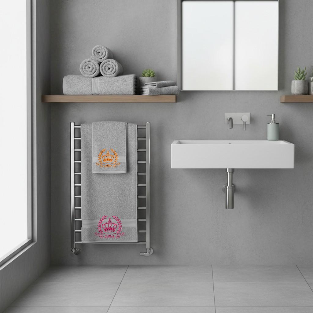 Crown Embroidered Facecloths, Hand Towels, Bath Towels & Bath Sheets – Custom Initials Comes with a gift bag