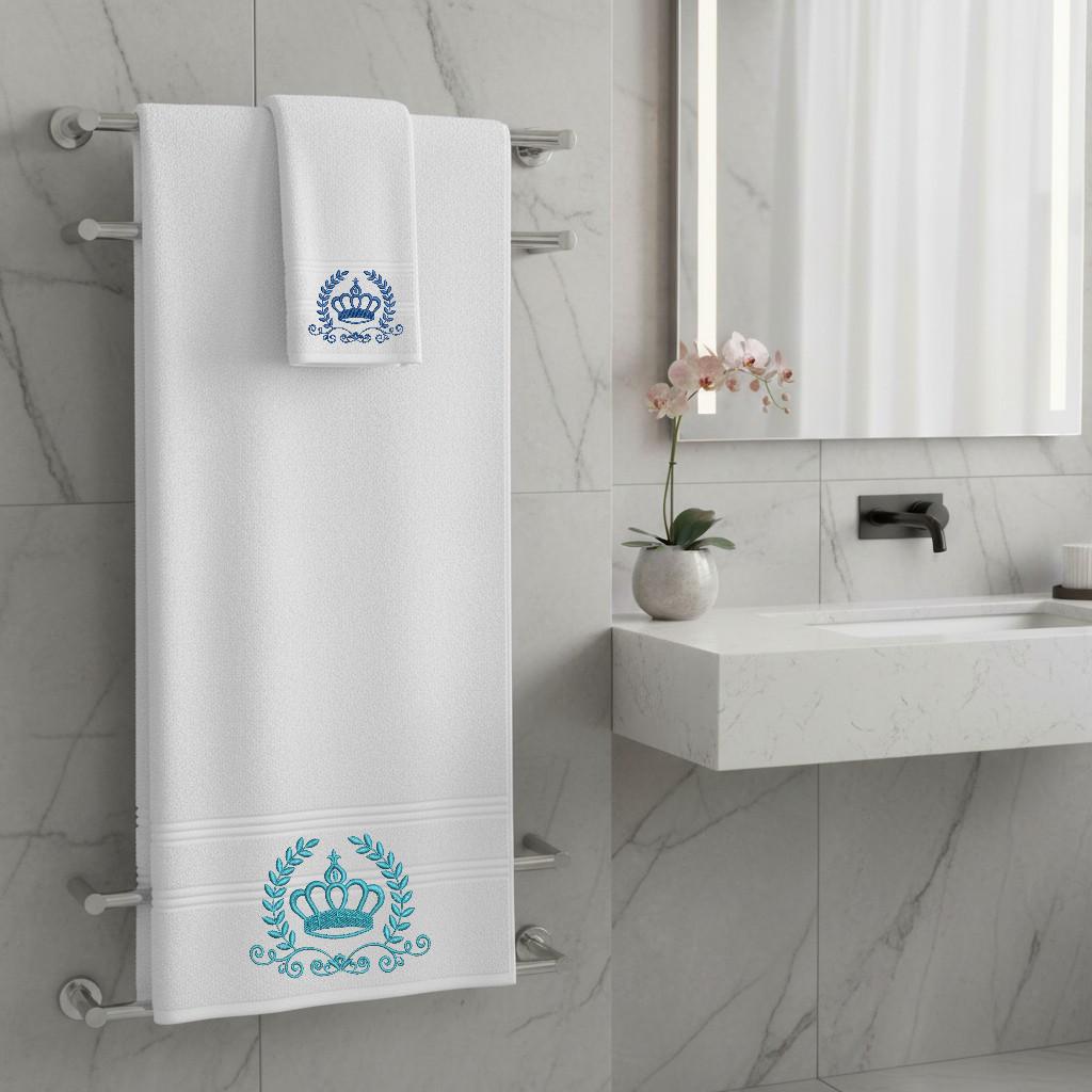 Crown Embroidered Facecloths, Hand Towels, Bath Towels & Bath Sheets – Custom Initials Comes with a gift bag