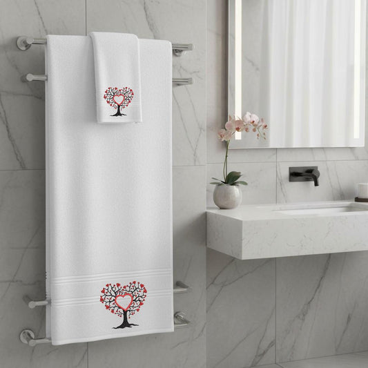 Love Tree Embroidered Facecloths, Hand Towels, Bath Towels & Bath Sheets – Custom Initials Comes with a gift bag