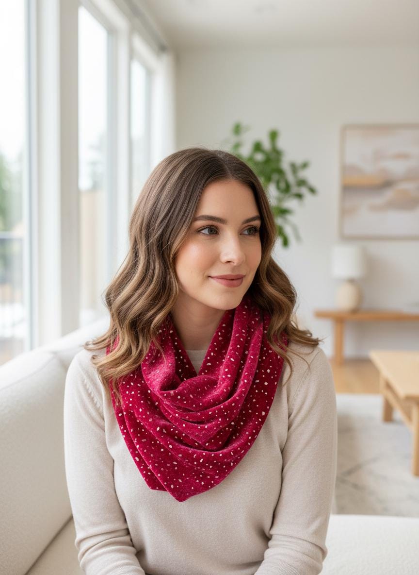 Lightweight Glitter Foil Dots Snood Infinity Scarf Comes with a gift bag
