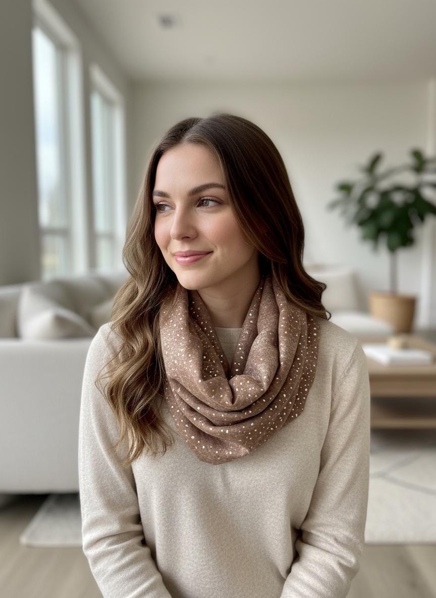 Lightweight Glitter Foil Dots Snood Infinity Scarf Comes with a gift bag