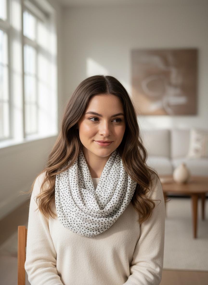 Polka Dot Print Women's Infinity Scarf Snood Lightweight Chiffon Fabric Comes with a gift bag
