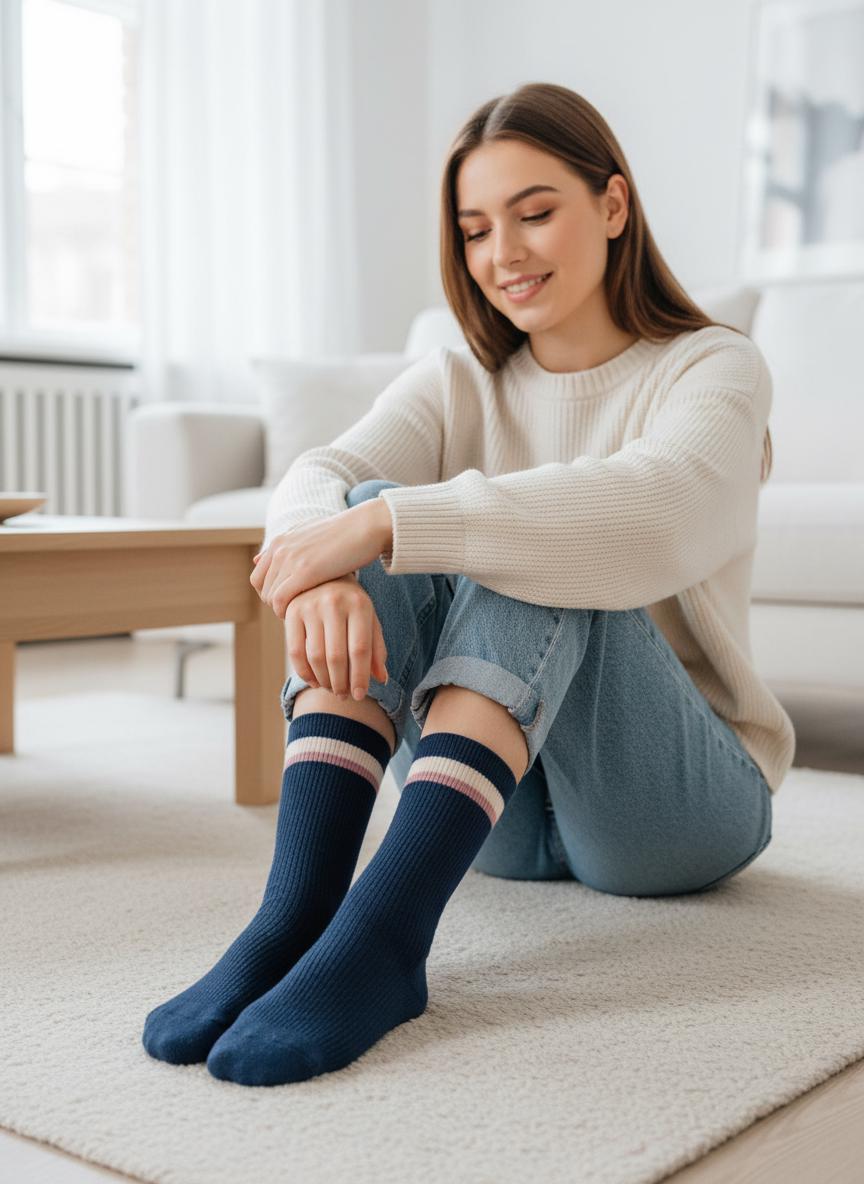 Ladies Soft Comfort Set of 5 A Classic Athletic Style With A Simple Detail Near The Cuff Crew Socks Gift for Her comes with a gift bag