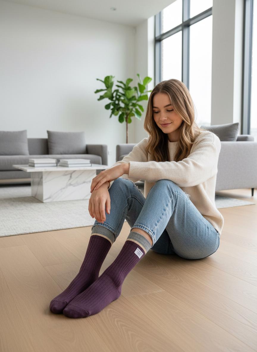 Ladies Soft Comfort Set of 5 A Classic Athletic Style With A Simple Detail Near The Cuff Crew Socks Gift for Her comes with a gift bag