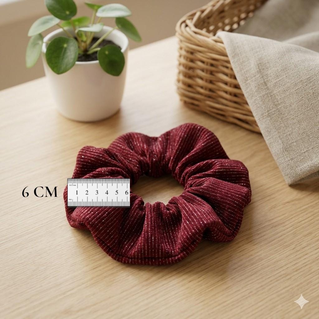 Handcrafted Shimmer Hair Accessory Metallic Velvet Handmade Scrunchie Gift For Her