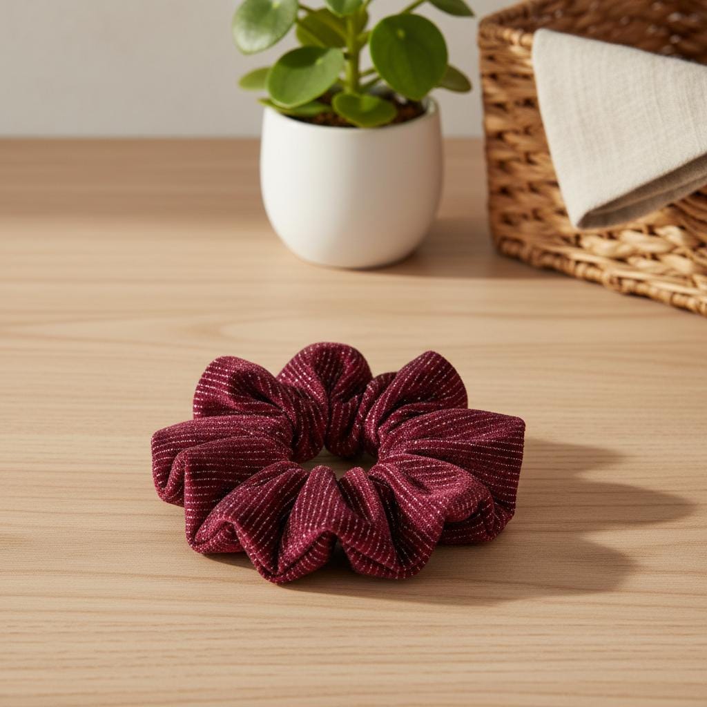 Handcrafted Shimmer Hair Accessory Metallic Velvet Handmade Scrunchie Gift For Her
