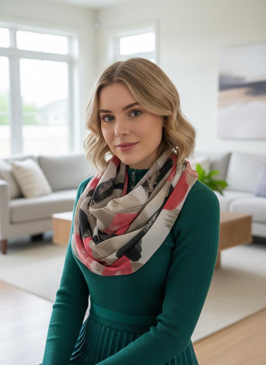 Art Brush Print Light weight Chiffon Infinity Scarf Snood Comes with a gift bag
