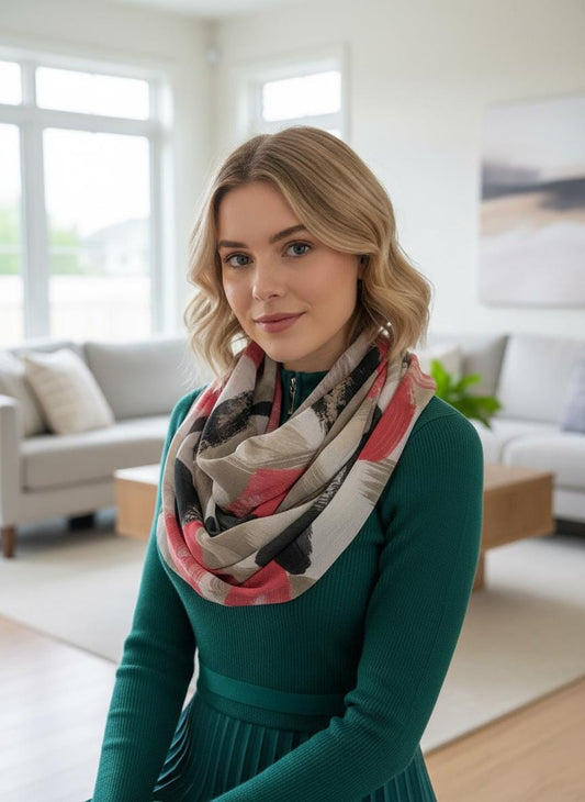 Art Brush Print Light weight Chiffon Infinity Scarf Snood Comes with a gift bag