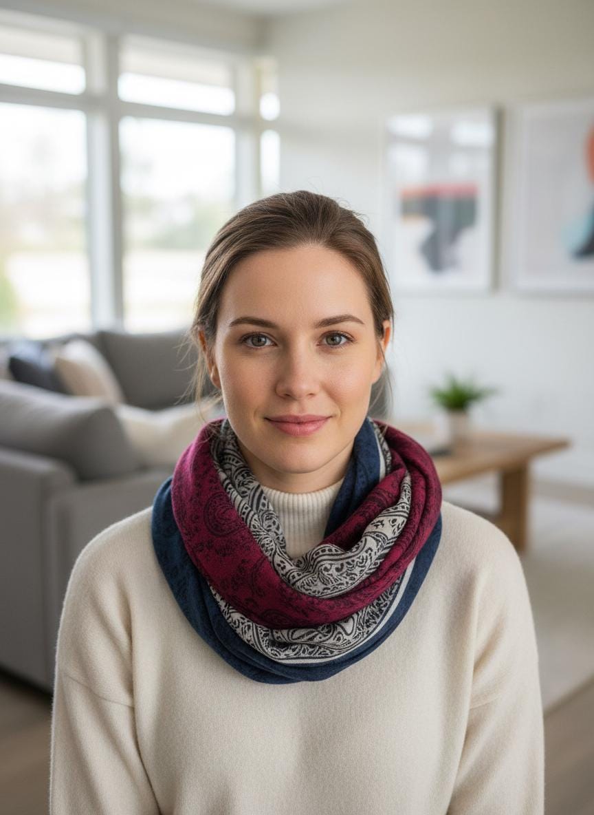 Lightweight Paisley Flower Print Snood Infinity Scarf Come With a Gift Bag