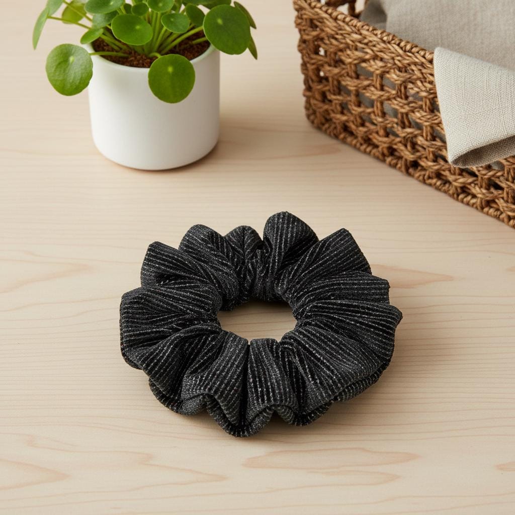 Handcrafted Shimmer Hair Accessory Metallic Velvet Handmade Scrunchie Gift For Her