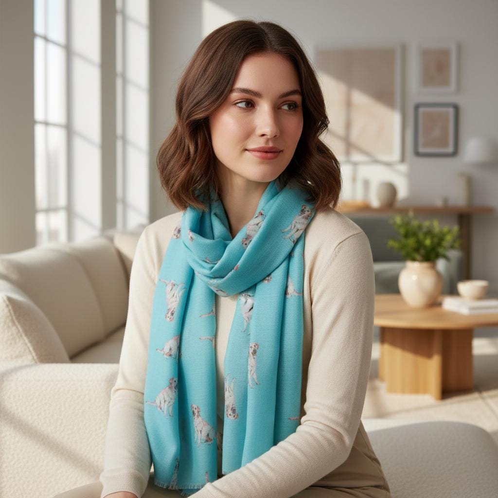 Labrador Dog Print Scarf Lightweight Polyester Scarf for Dog Lovers Comes with a gift bag