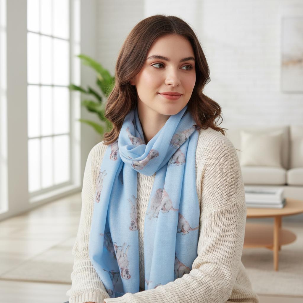 Labrador Dog Print Scarf Lightweight Polyester Scarf for Dog Lovers Comes with a gift bag