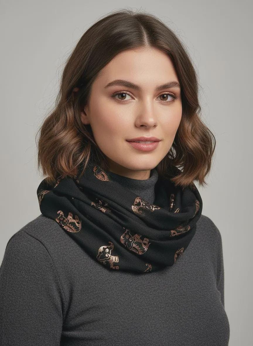Lightweight Glitter Elephant Snood Infinity Scarf Comes with a gift bag