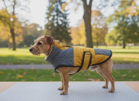 Quilted Fleece-Lined Dog Jacket with Press-Stud Collar and Velcro Fastening