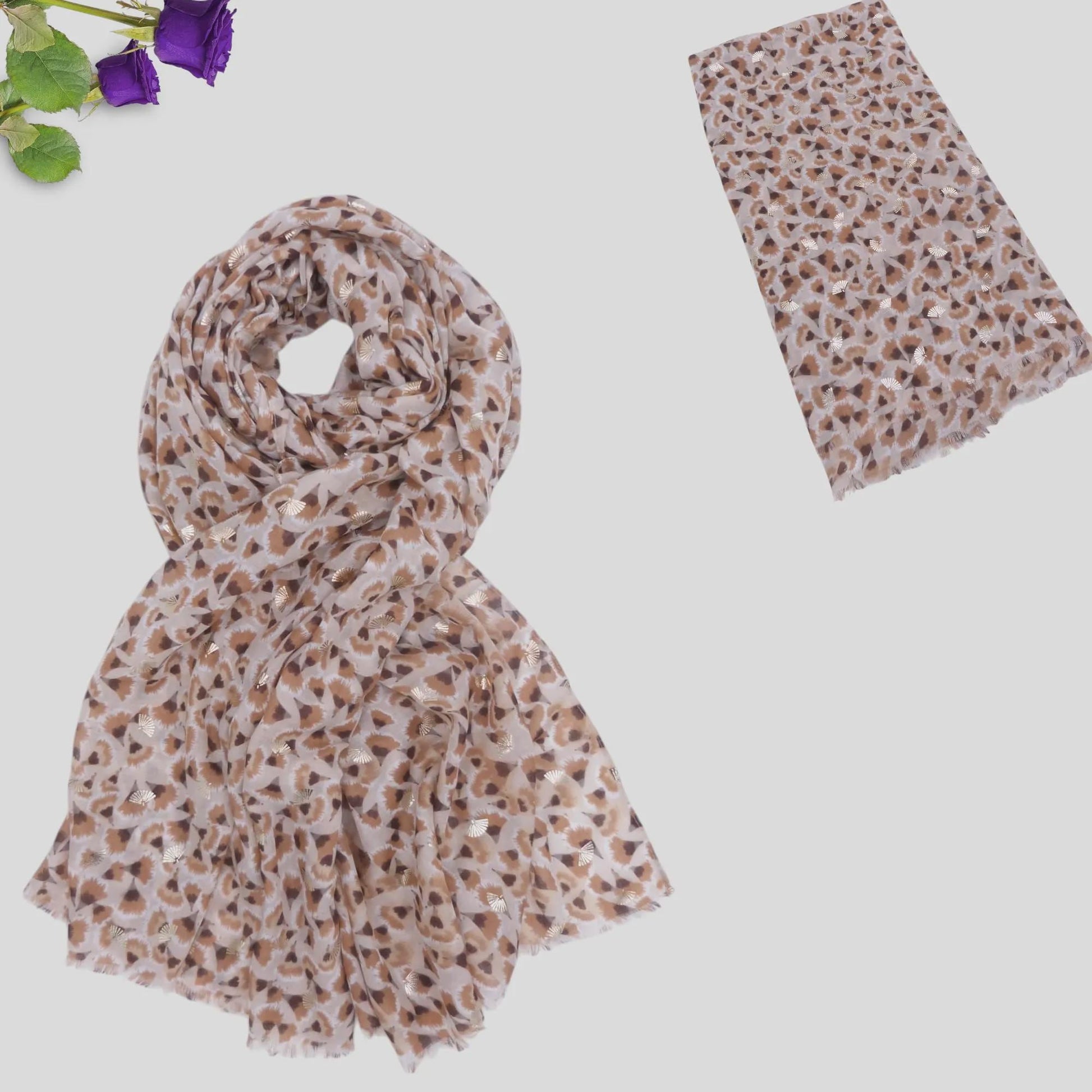 Lightweight Super soft Glitter Leaf Print Scarf Comes with a gift bag