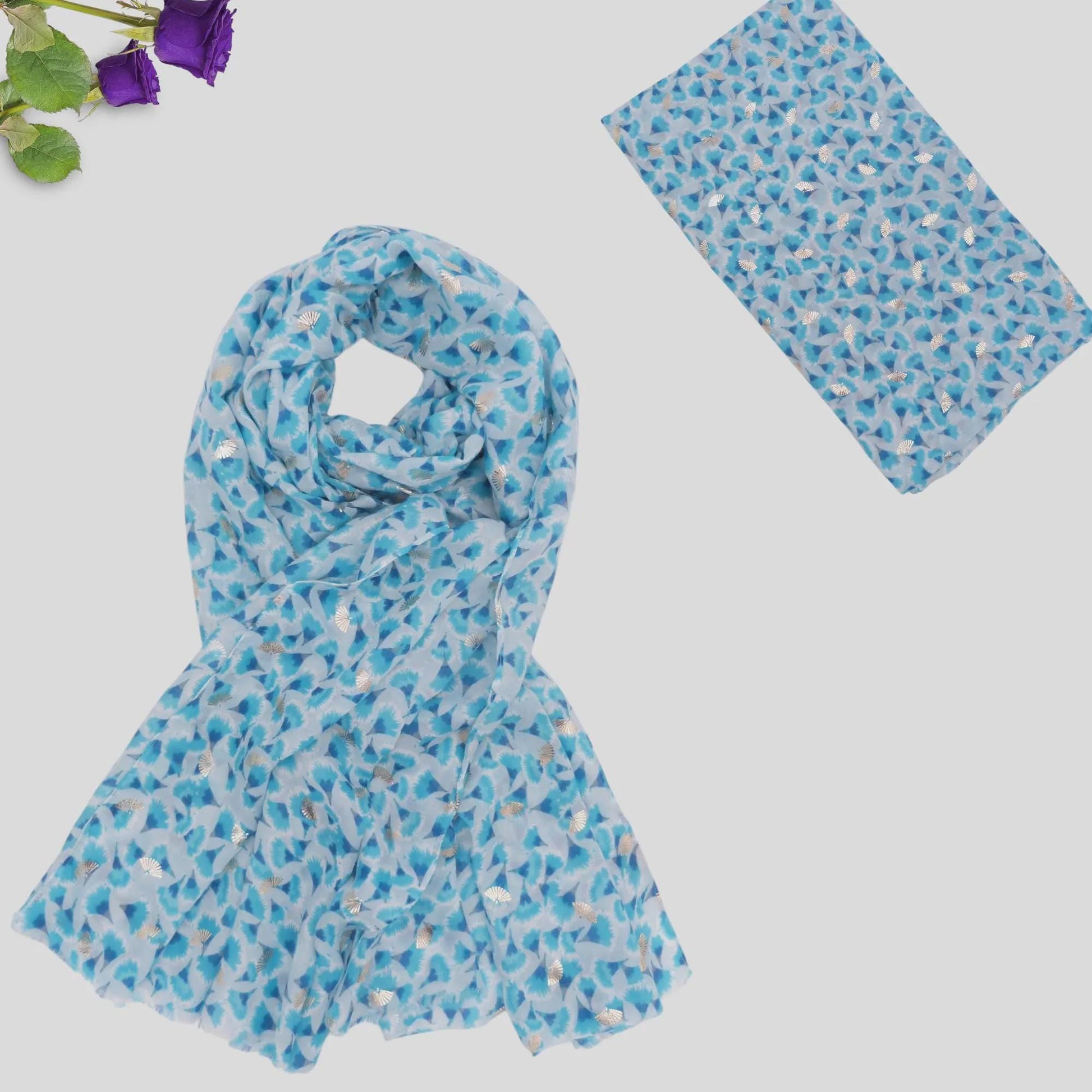 Lightweight Super soft Glitter Leaf Print Scarf Comes with a gift bag