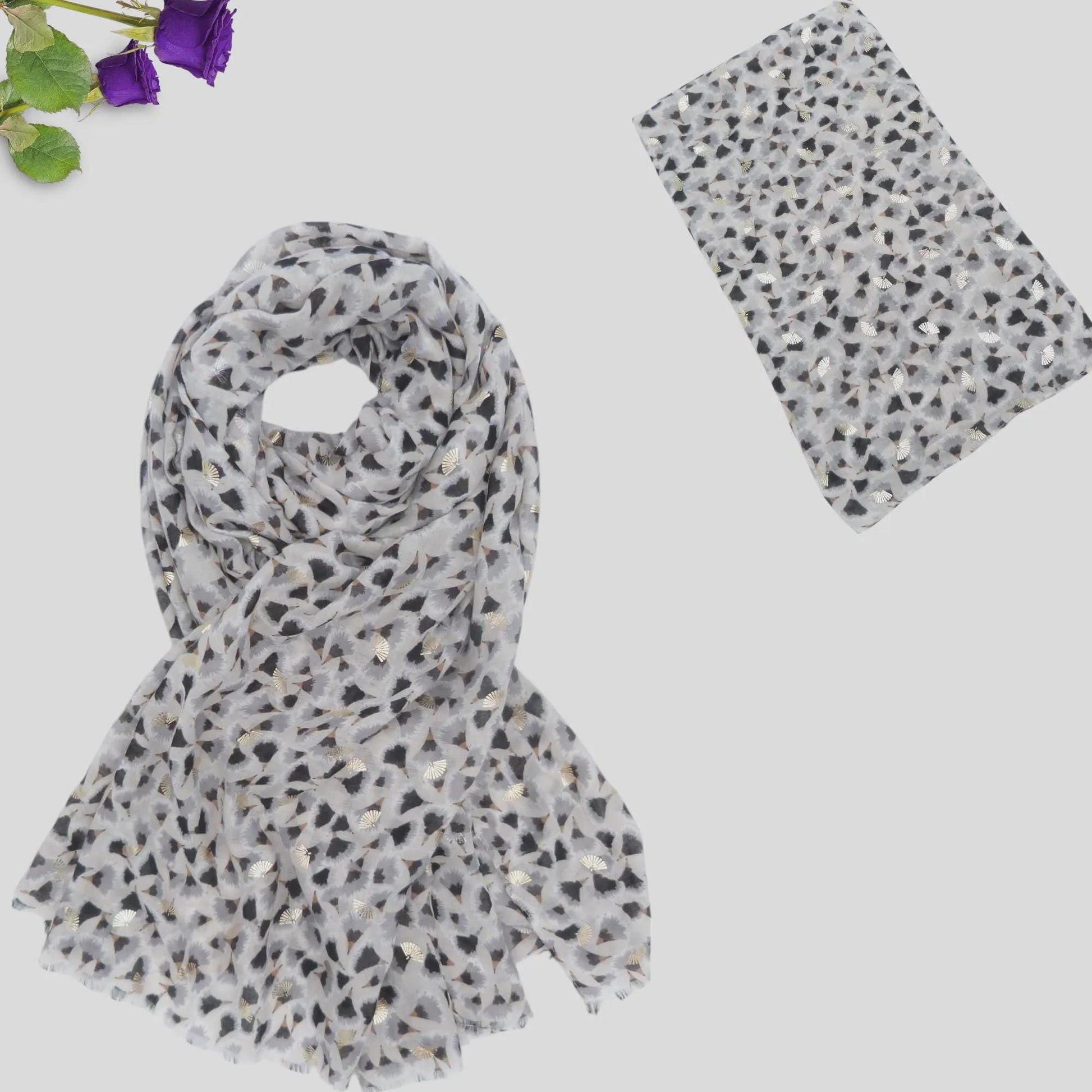 Lightweight Super soft Glitter Leaf Print Scarf Comes with a gift bag