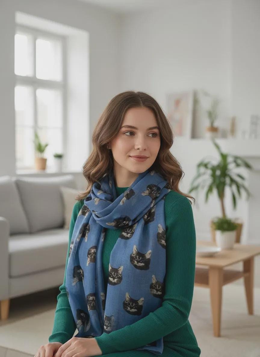 Cat Print Lightweight Shawl Wrap Scarf All Seasons Scarves For Cat Lovers Comes with a gift bag