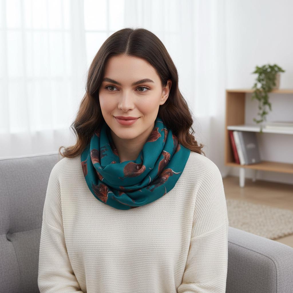 Scottish Highland Cow Printed Snood with Horns Print infinity Scarves Comes with a gift bag