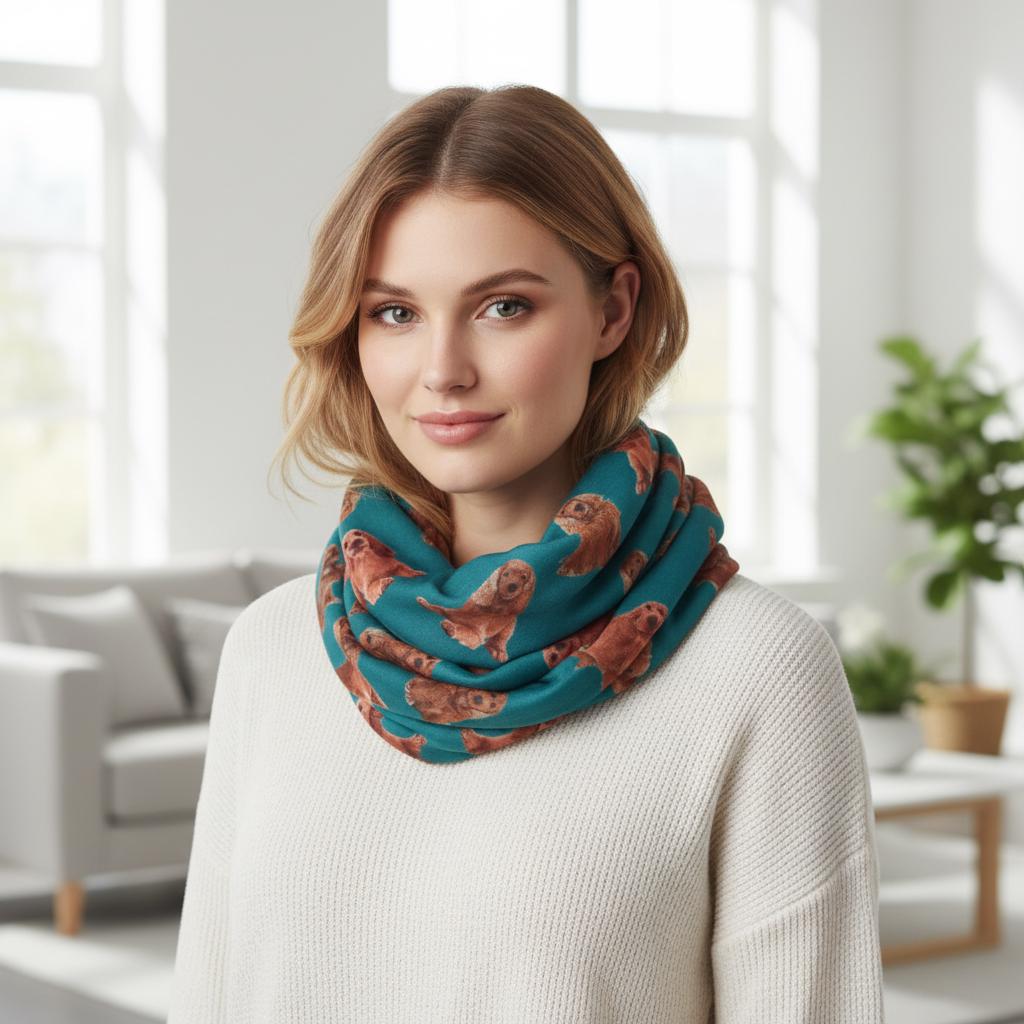 Cocker Spaniel Printed Infinity Scarf Snood For Women Gift for Her Comes with a gift bag