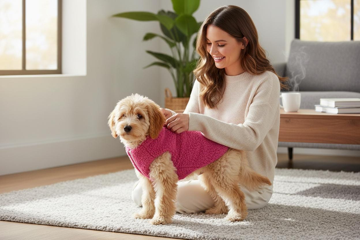 Cosy Fleece Dog Vest, Winter Puppy Coat with Velcro (XS-L Size)