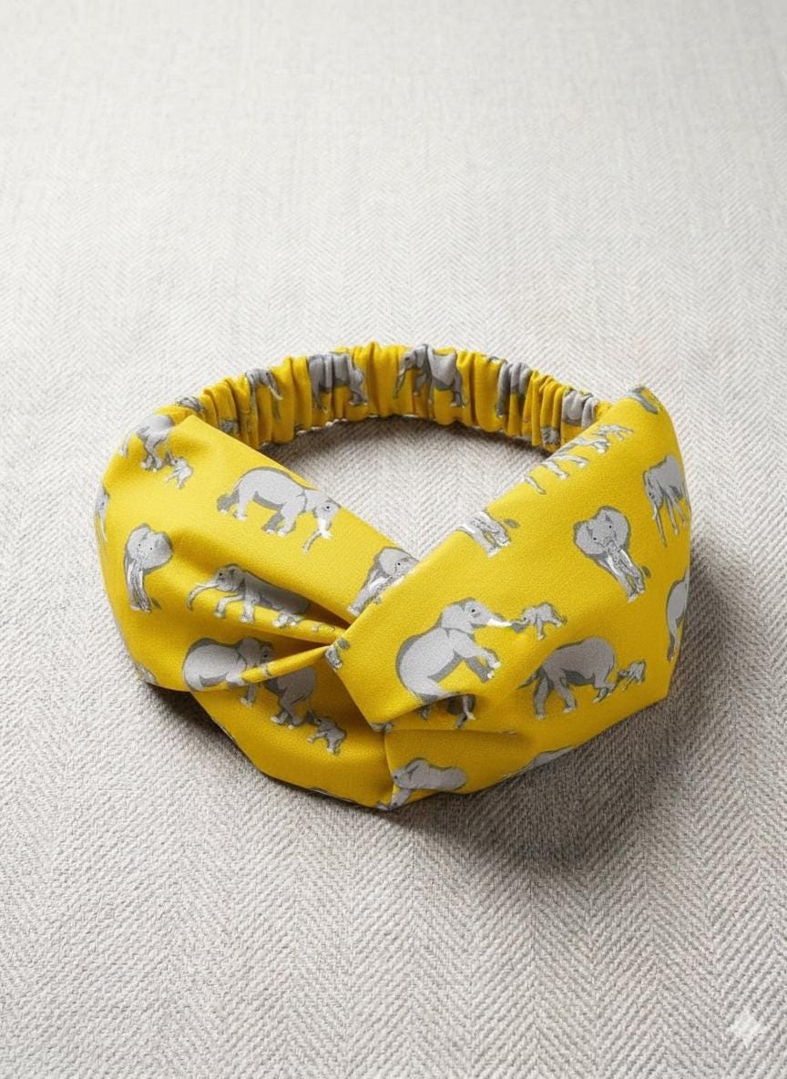 Elephant Print Headband – Soft Boho Style – Wide Tapered Hair Accessory for Women Gifts for Her